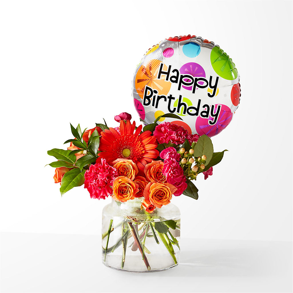 Fiesta Bouquet with Birthday Balloon – Usaflorist.com, Tontitown AR