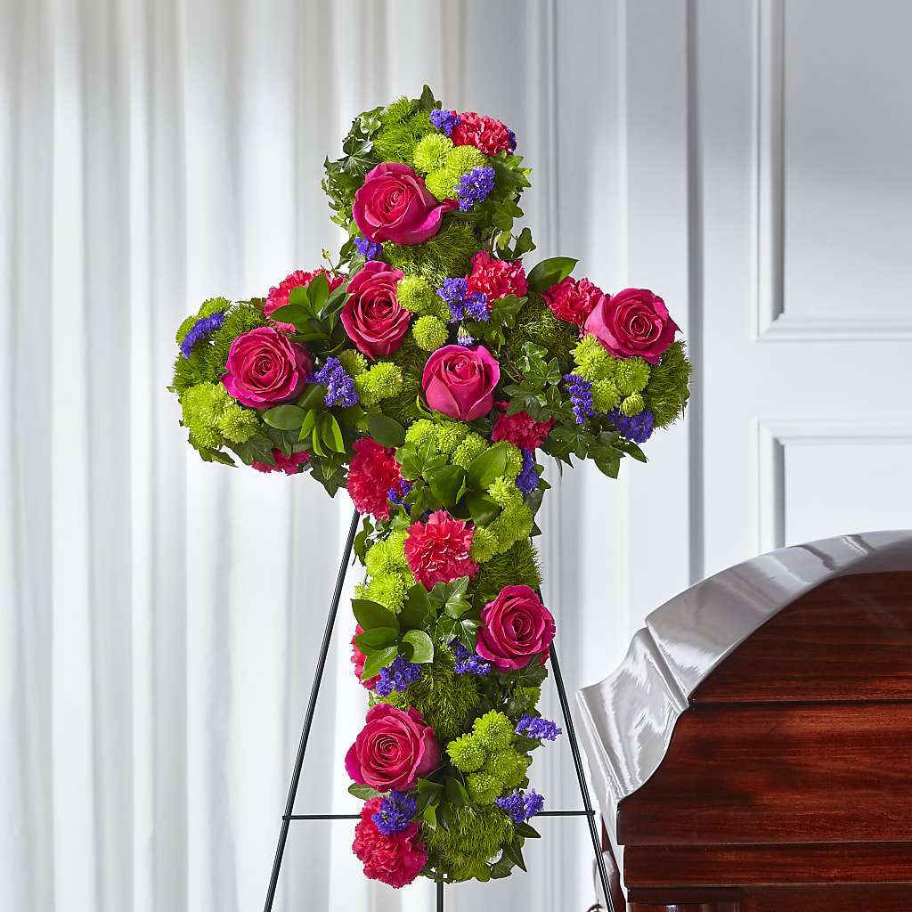 Tribute Rose Floral Cross – Usaflorist.com, Tontitown AR