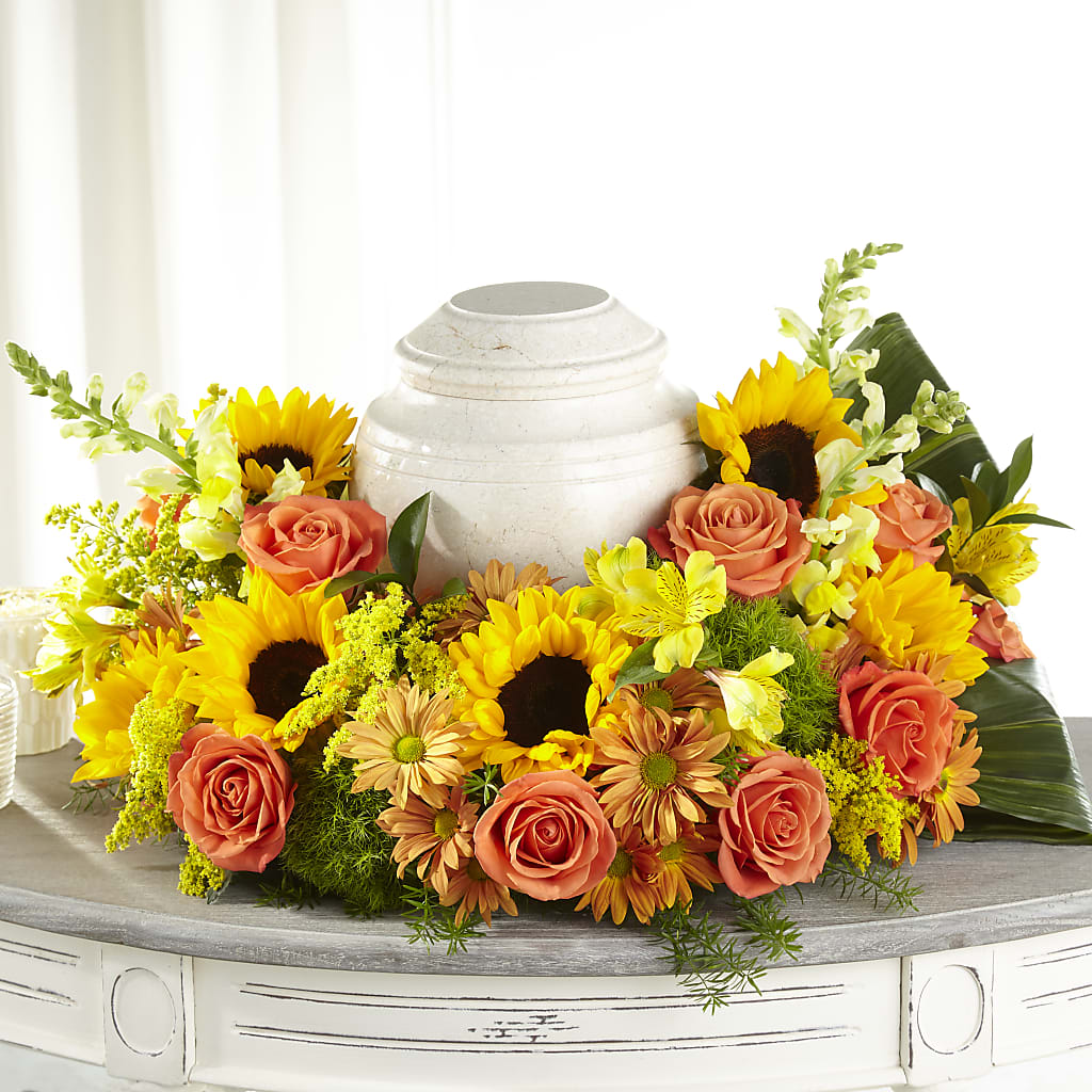 Faithful Sunflower Cremation Adornment – Usaflorist.com, Tontitown AR