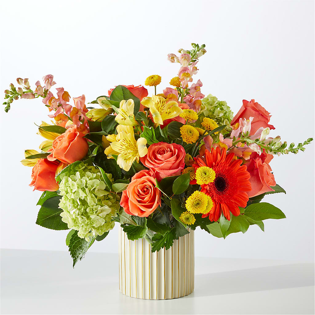 Autumn Sunshine Bouquet with Ivory Vase –  Usaflorist.com, Tontitown AR