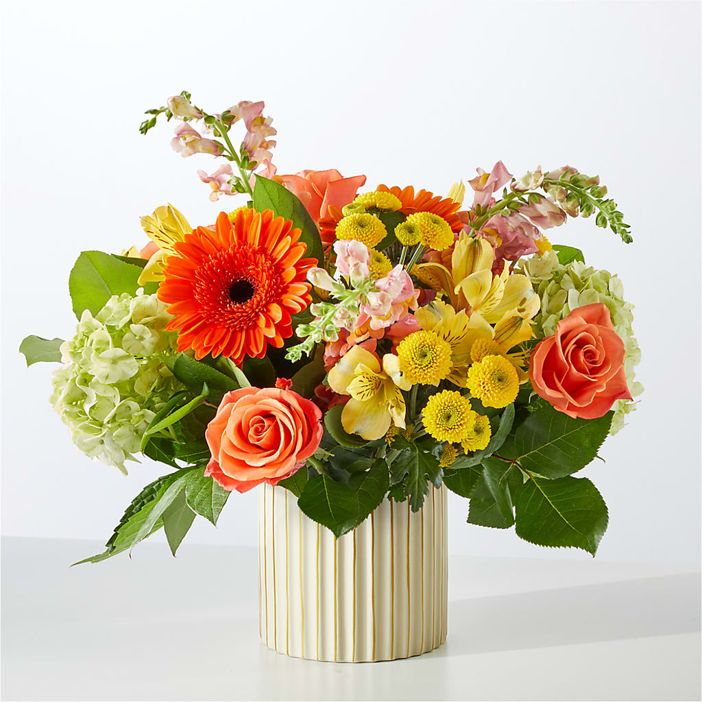 Autumn Sunshine Bouquet with Ivory Vase –  Usaflorist.com, Tontitown AR